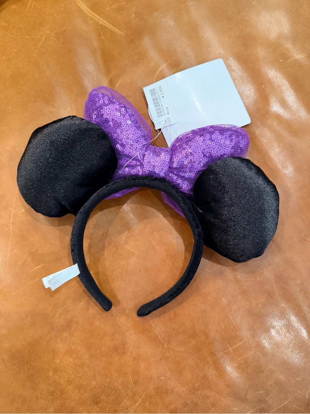 Tokyo Disney Sea Black Minnie Ear Headband with Purple Sequin Bow - Picture 2 of 2